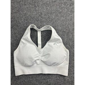 Oner Sports Bra Womens Small White Ribbed Longline Racerback Athletic Yoga